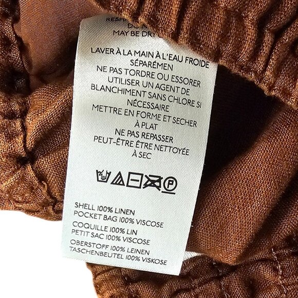 Anthropologie The Somerset Shorts, 100% Linen, Brown, Smocked Waist, Size M, NWT - Picture 9 of 9